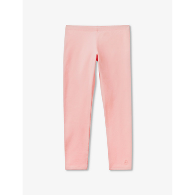 Benetton Girls Pink Kids Logo-embroidered Stretch-jersey Leggings 6-14 Years