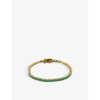 OMA THE LABEL OMA THE LABEL WOMEN'S GOLD/GREEN TENNIS 18CT YELLOW GOLD-PLATED BRASS AND CRYSTAL BRACELET