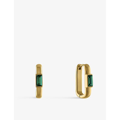 Oma The Label The Hverdag 18ct Yellow Gold-plated Brass Hoop Earrings In Gold/green
