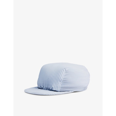 Issey Miyake Homme Plisse  Mens Light Blue Pleated Flat-peak Knitted Cap In Lt Blue