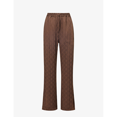 Marine Serre Womens Br50 Brand-jacquard Straight-leg Mid-rise Woven Trousers