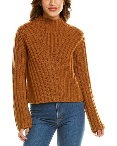 Vince Rib Transfer Cashmere & Wool-blend Sweater In Brown