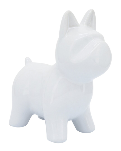 R16 8in Ceramic Dog Deco In White