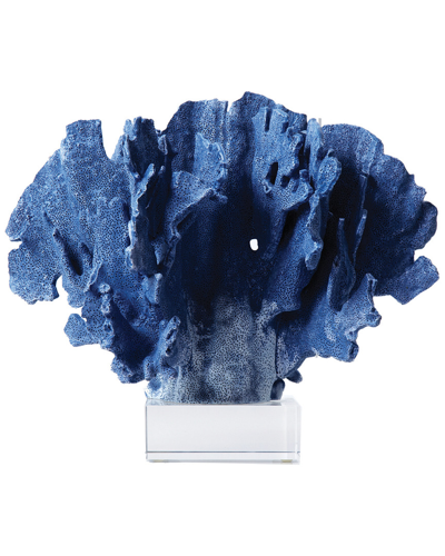 Two's Company Blue Coral Sculpture On Glass Base