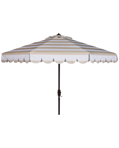 Safavieh Maui Single Scallop Striped 9ft Crank Push Button Tilt Umbrella