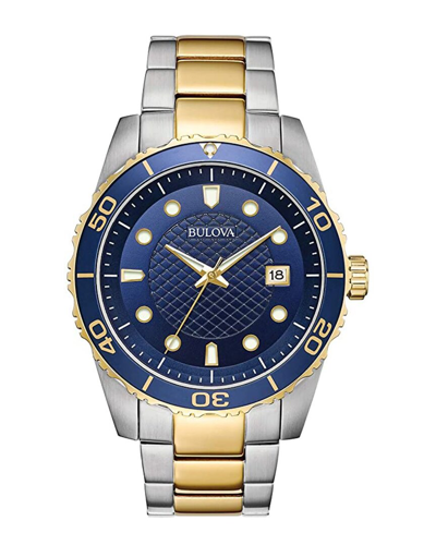 Bulova Men's Two-tone Stainless Steel Bracelet Watch In Blue