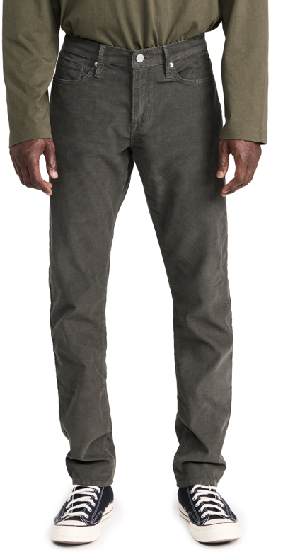 Frame Corduroy Slim-fit Trousers In Charcoal Grey
