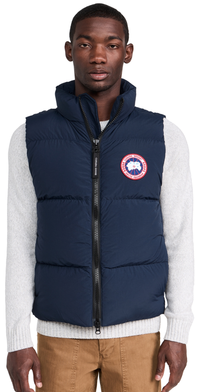 Canada Goose Mens Atlantic Navy Lawrence Quilted Shell-down Waistcoat In Blue