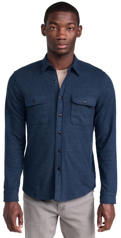 Faherty Legend Sweater Shirt In Navy Twill