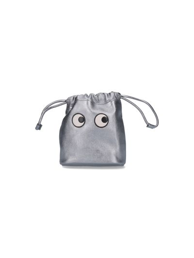 Anya Hindmarch Drawstring Clutch In Silver