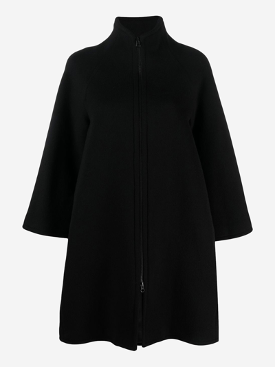 Gianluca Capannolo Zipped High-neck Felted Coat In Black
