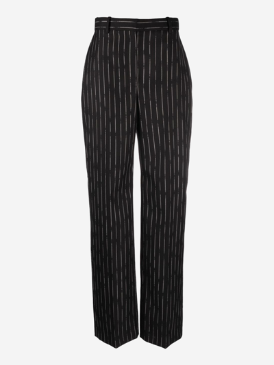 Alexander Mcqueen Straight-leg Pinstripe Wool Trousers In Black