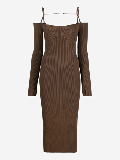 Jacquemus Synthetic Fibers Dress In Brown