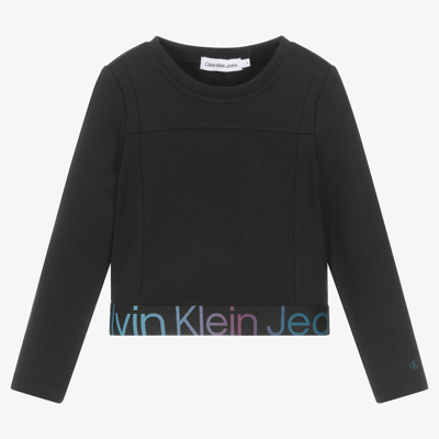 Calvin Klein Kids' Girls Black Milano Jersey Crop Top