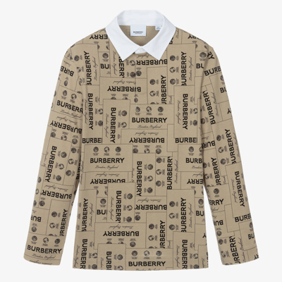 Burberry Teen Boys Beige Label Logo Top