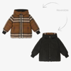BURBERRY BOYS BROWN CHECK REVERSIBLE JACKET
