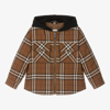 BURBERRY BOYS BROWN CHECKED PADDED JACKET