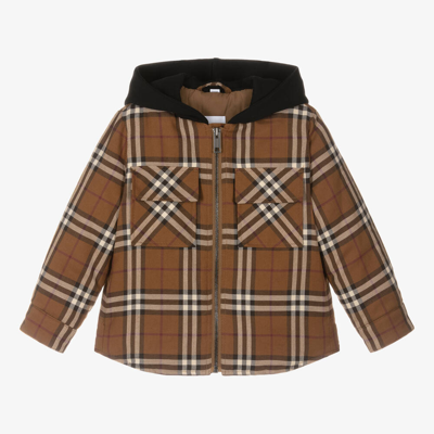 Burberry Kids' Boys Brown Checked Padded Jacket