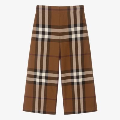 Burberry Kids' Girls Brown Check Cotton Trousers