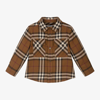 BURBERRY BABY BOYS BROWN CHECKED COTTON SHIRT