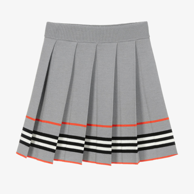 Burberry Kids' Girls Grey Icon Stripe Wool Knit Skirt