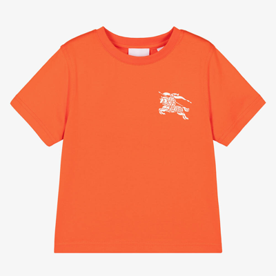 Burberry Kids' Boy's Cedar Equestrian Knight Design-print T-shirt In Orange