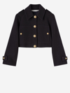 Palm Angels Virgin-wool Blend Cropped Coat In Blue