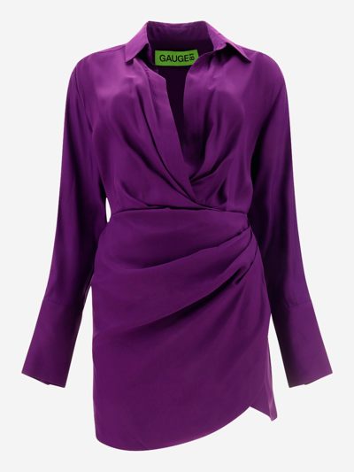 Gauge81 Naha Silk-satin Mini Dress In Purple