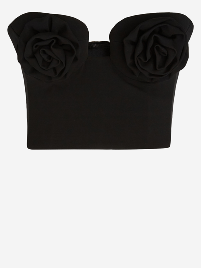 Magda Butrym Flower Applique Bustier-style Top In Black