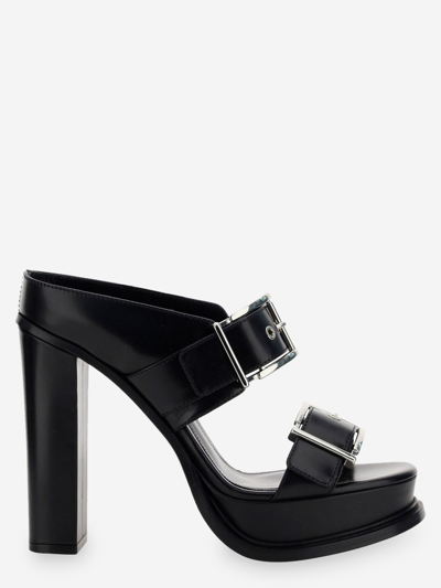 Alexander Mcqueen 120mm Leather Platform Sandals In Multicolor