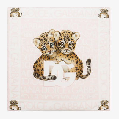 Dolce & Gabbana Girls Pink Padded Cotton Leopard Blanket (80cm)