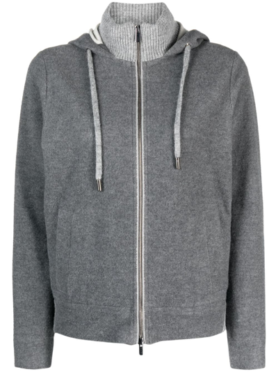 Peserico Mélange-effect Hooded Jacket In Grau