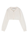 Simonetta Long-sleeve Cropped Cashmere Cardigan In Nude