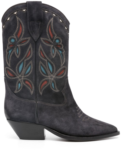 Isabel Marant Buerto Intarsia 50mm Leather Boots In Faded Black