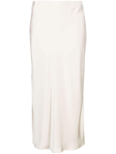 Brunello Cucinelli Satin Midi Skirt In Chalk