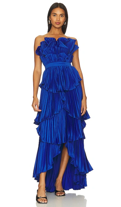 Amur Judah Scallop Pleated Dress In Royal