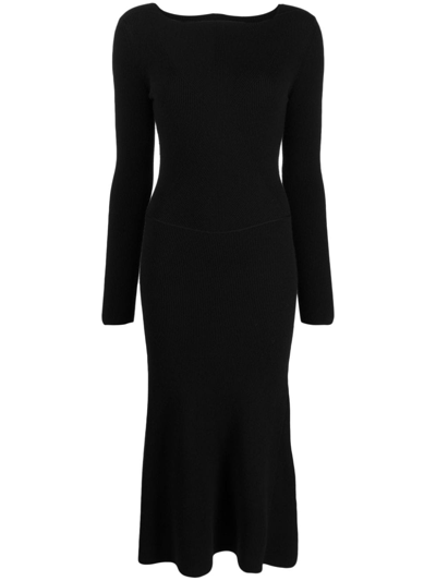 Victoria Beckham Wool Blend Midi Dress In Black
