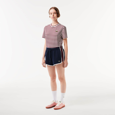 Lacoste Women's Contrast Panel Piqué Shorts - 36 In Blue