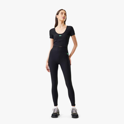 Lacoste Women's  X Bandier Ribbed Leggings - Xs In Black