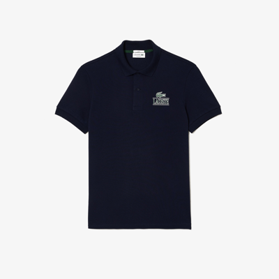 Lacoste Print Stretch Piqué Polo - Xs In Blue