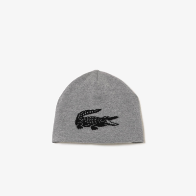 Lacoste Unisex Contrast Crocodile Reversible Beanie - One Size