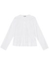 Ganni Tie-fastening Organic Cotton Blouse In White
