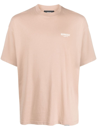 Represent Logo-print Cotton T-shirt In Brown