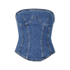 Magda Butrym Strapless Cotton Denim Corset Top In Blue
