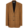 Stella Mccartney Plaid Scultped Blazer Jacket In Brown
