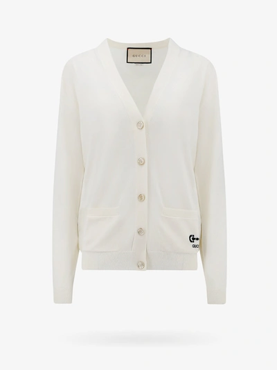 Gucci Gg Intarsia Knit Cardigan In White