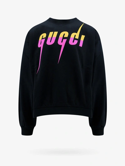 Gucci Blade Logo-print Cotton Sweatshirt In Black