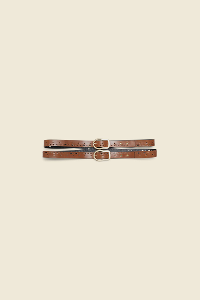 Dorothee Schumacher Double Belt With Cut-out Details In Brown