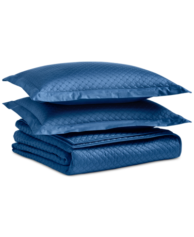 Charter Club Damask Quilted Cotton 3-pc. Coverlet Set, King, Created For Macy's In Navy Peony