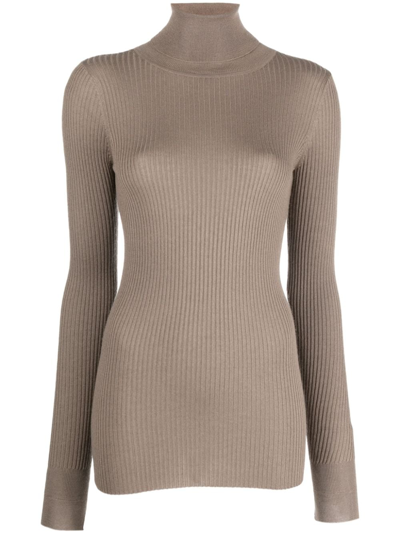 Wild Cashmere Ribbed-knit Roll-neck Jumper In Neutrals